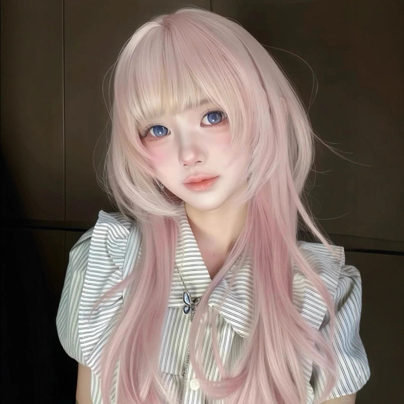 【Dudu Jellyfish】Pink Sakura High-Layered Jellyfish Hairstyle Wig for Women, Internet Celebrity Style, Daily Face-Enhancing Full Wig 【Dudu Jellyfish】Pink Sakura High-Layered Jellyfish Hairstyle Wig for Women, Internet Celebrity Style, Daily Face-Enhancing Full Wig