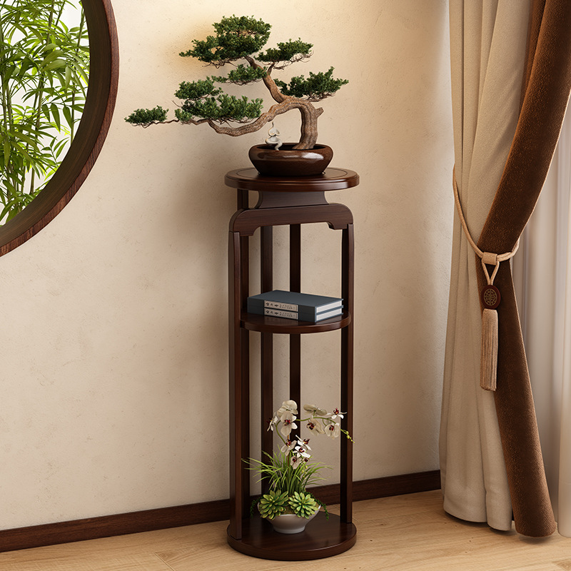 Nuevo estante de flores de estilo chino para el hogar Bo Gu estante de sala de estar piso de poteta redonda estante de flores de balcón de entrada doméstica