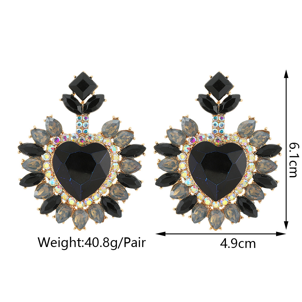 Glam Heart Shape Glass Women's Drop Earrings display picture 1