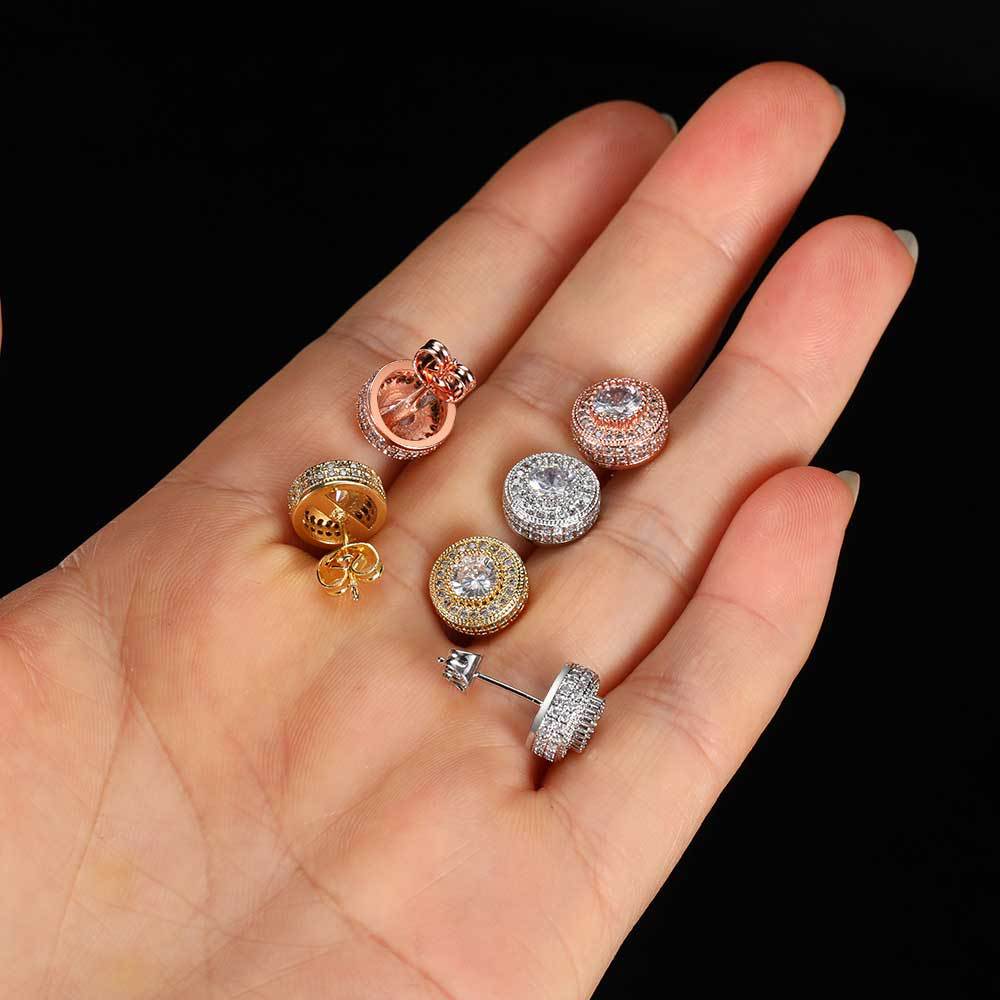 Simple Style Round Copper Inlaid Zircon Ear Studs display picture 2