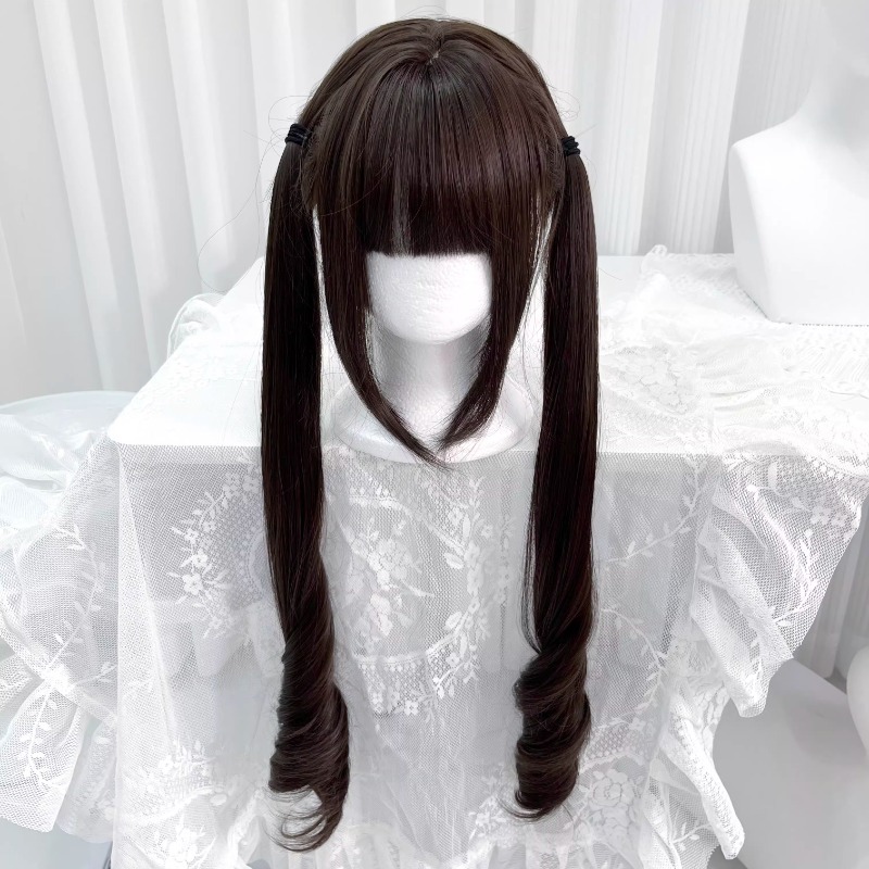 Uzun Lolita Peruk 75cm Kaküllü Roman Curl, Uzatılmış Uzunlukta Tam Baş Kostüm