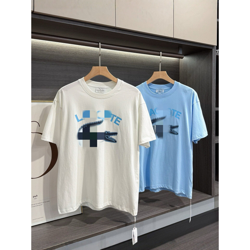High-End Version of the New Men's Loose Short-Sleeved T-Shirt, Summer Trendy Brand Letter Crocodile Print, Pure Cotton Casual Couple Style