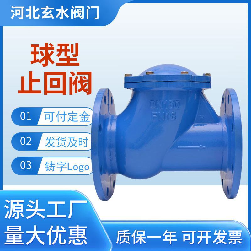 球型止回阀HQ41X 球墨铸铁逆止阀 滑道滚球式球形单向阀排水管