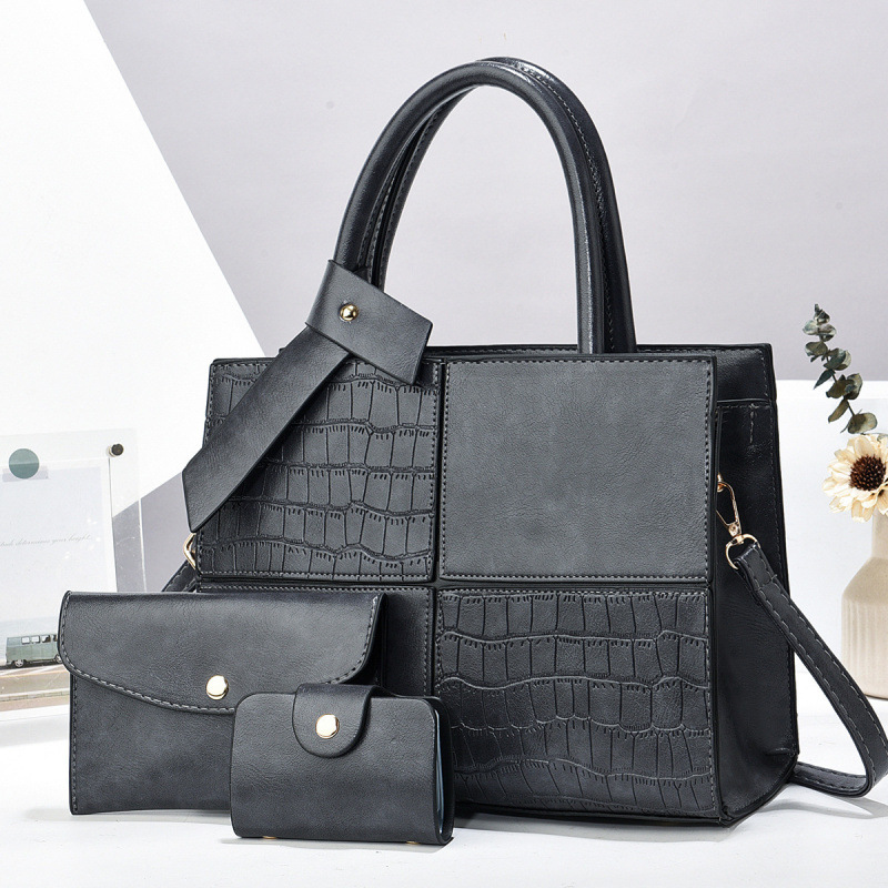 Bolsas de tres piezas, bolsas de moda de gran capacidad, bolsas de hombro, bolsas transfronterizas, bolsas de empalme con patrón de cocodrilo, atmósfera