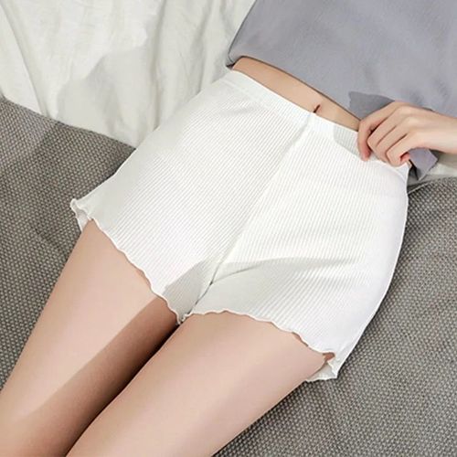 Women's Summer Non-Slip and Non-Rolling Thin Ice Silk Shorts, Wearable Inside and Outside, Vertical Ribbed Base Layer, Elegant Style