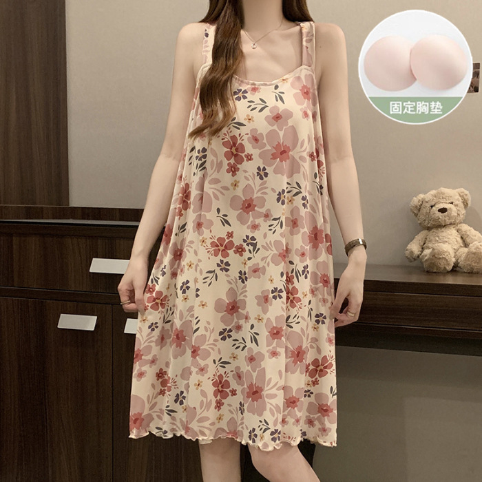 Verano con cojín de pecho pijama cabina pijama mujer delgada dulce hada viento se puede usar ropa de hogar comercio exterior sudeste asiático