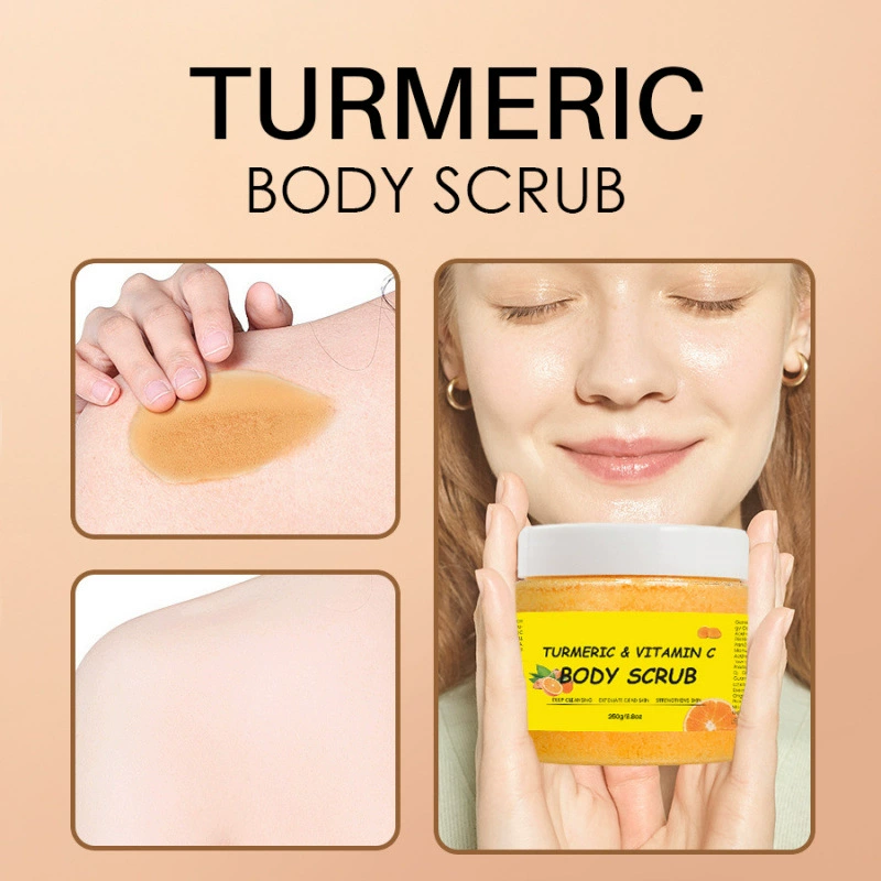 Трансграничный экспортный скраб с куркумой, 250 г, антиоксидантный отшелушивающий очищающий скраб для ухода за телом
