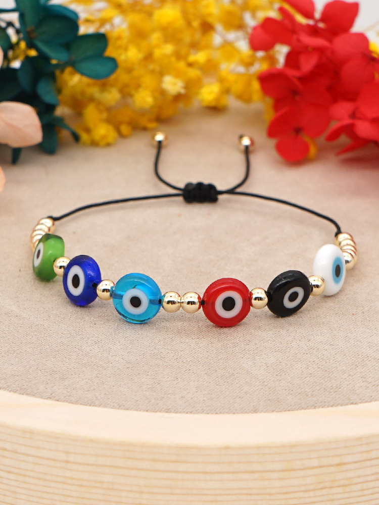 Fashion Acrylic Gold Beads Multicolor Glass Eye Bracelet display picture 8