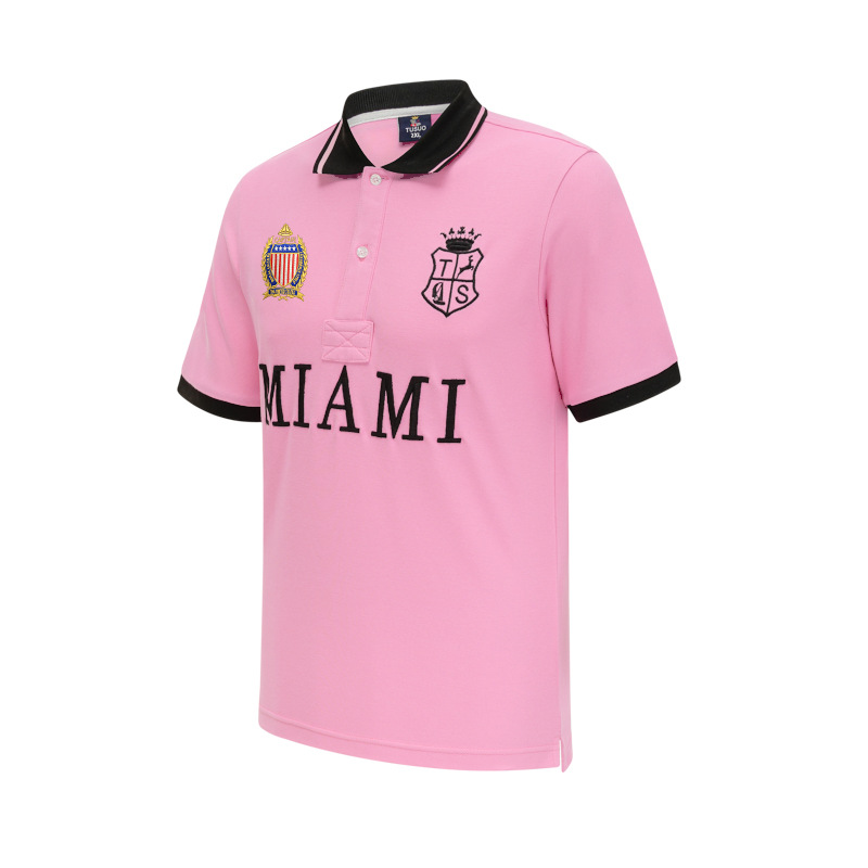 Nuevo Polo de manga corta Camisa de los hombres transfronterizos clásico Rosa deportes casual algodón slim fit más tamaño de manga corta Camiseta de la solapa