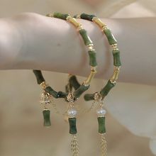 竹铃意橄榄石翠绿竹节珍珠手链小众原创设计复古宫廷新中式国风
