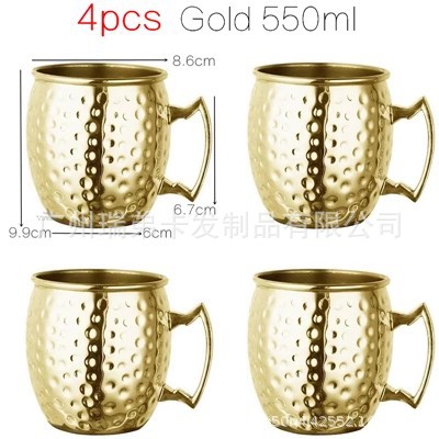Venta caliente transfronteriza Copa de Moscú taza de mula 304 acero inoxidable chapado en cobre punto de martillo taza desnuda copa de vino copa de cóctel taza