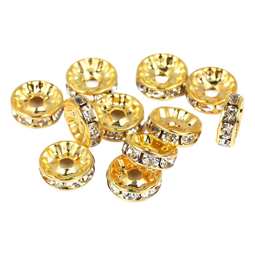 5-17mm ronda borde de la onda del anillo de diamante perlas de perlas DIY accesorios de la joyería pulsera diamante metal espaciador al por mayor