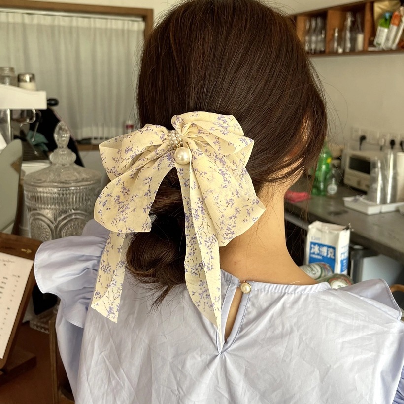 36g Weight Sweet Ditsy Floral Polyester Bowknot Hair Clip