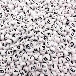 Acrylic Letter White Black Letter Beads Flat Round Beads DIY Jewelry Bracelet Beaded Making Accessories Beaded Material