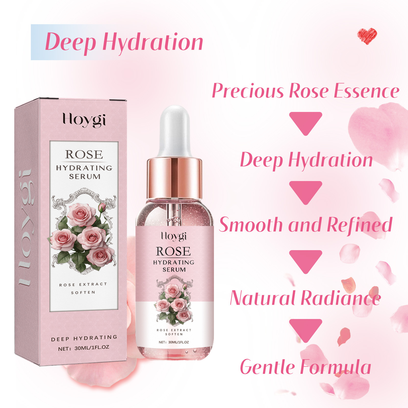 Hoygi Rose Moisturizing Essence Rose Softening Skin Hydrating Moisturizing Nourishing Facial Care Essence