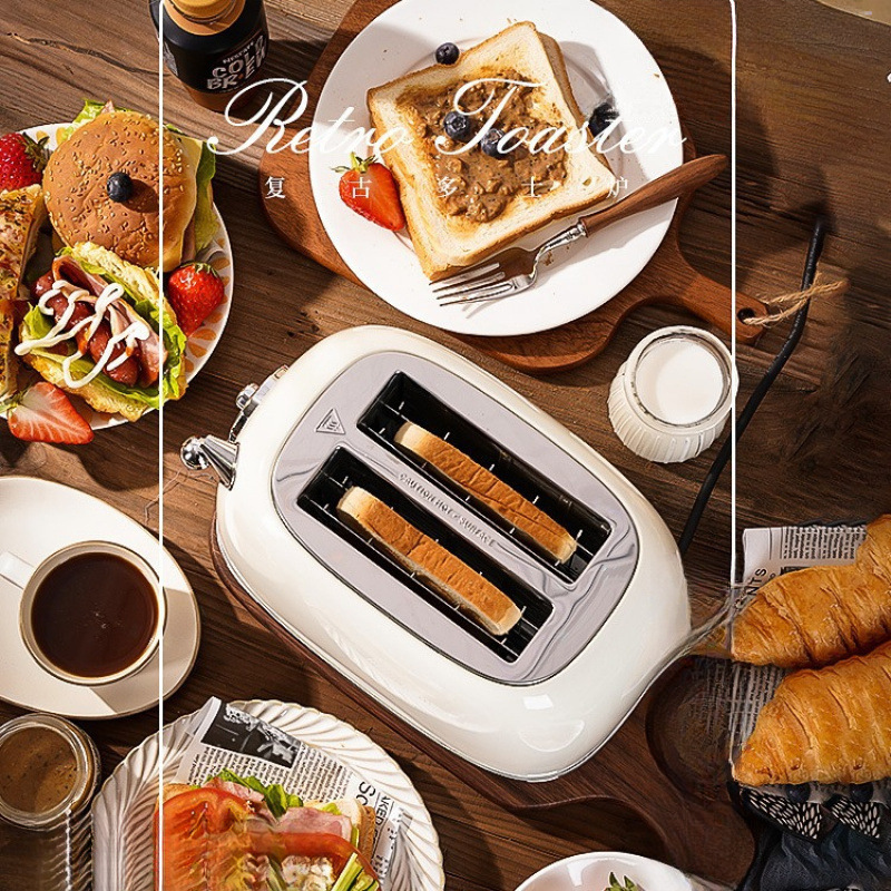Tostadora retro Tostadora Tostadora Conductor Calefacción automática doméstica Máquina de desayuno multifuncional Mai