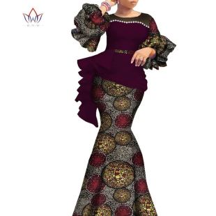 African women dress big cornerstone Nigeria traditional wedding clothing Bazinriche pearl dress