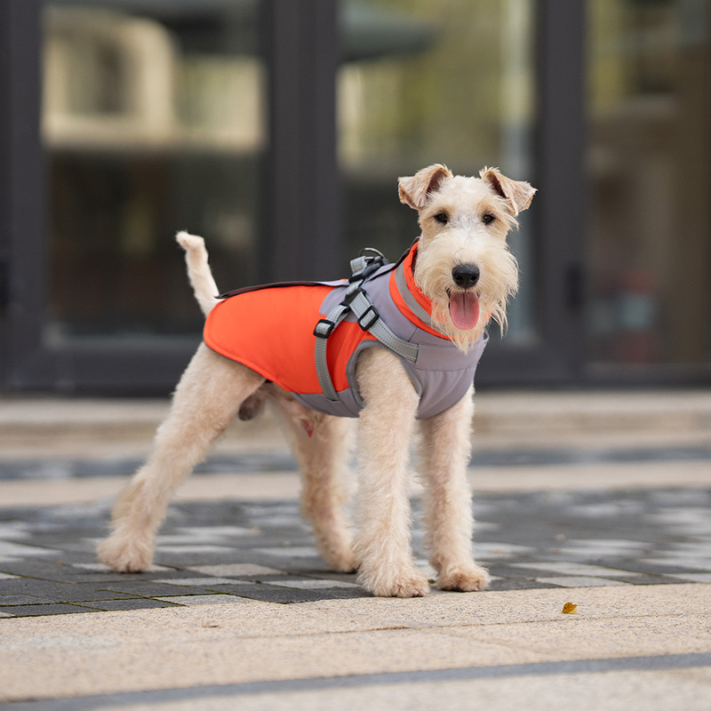 Cross-border Tragable Dog Jacket Warm Water-repellent Chest-back Integrated Pet Clothes Cotton-padded jacket Thick Clothes for Autumn and Winter Cross-border Tragable Dog Jacket Warm Water-repellent Chest-back Integrated Pet Clothes Cotton-padded jacket Thick Clothes for Autumn and Winter
