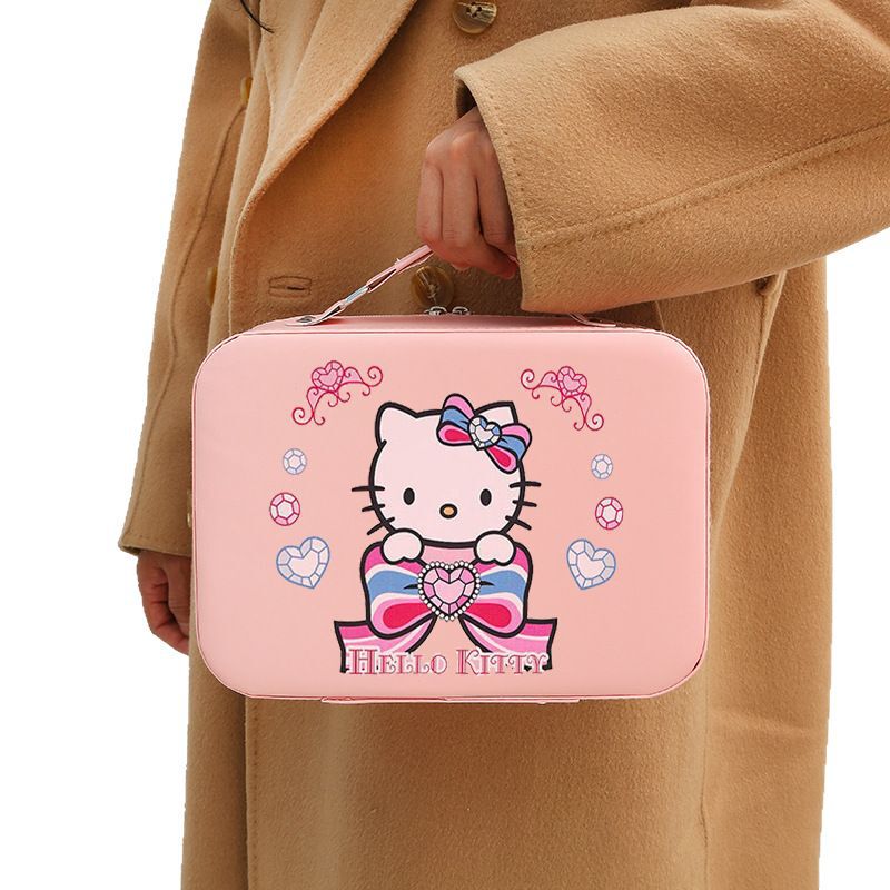 ハローキティ化粧品バッグ大容量化粧品ポータブル収納ボックスかわいい漫画 PU レザー化粧品ケースのカスタマイズ|undefined