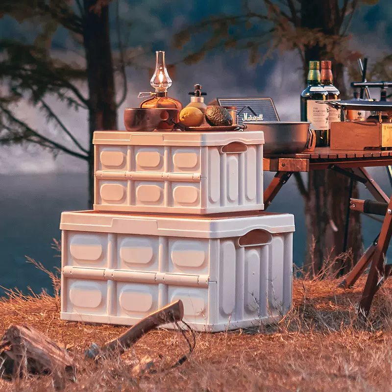 乐享木纹盖可坐折叠露营车载汽车后备储物整理收纳箱批发轻便户外