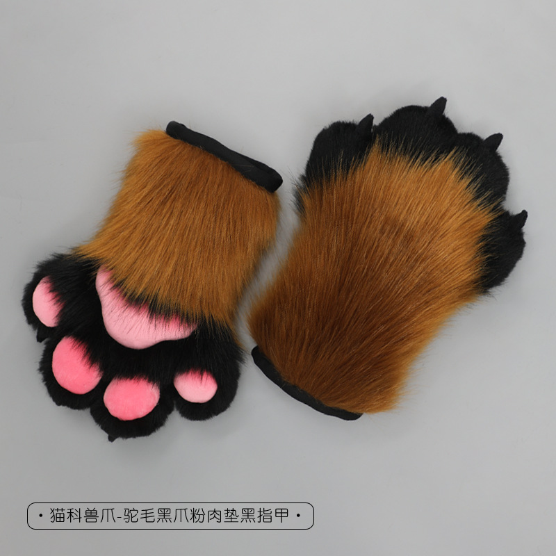 Online celebridad rendimiento Cosplay accesorios felpa pata peludo gato bestia traje fursuit gatito bestia garra