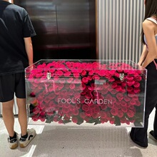 女神节玫瑰花永生花行李箱真花亚克力花盒送女友闺蜜生日礼物表白