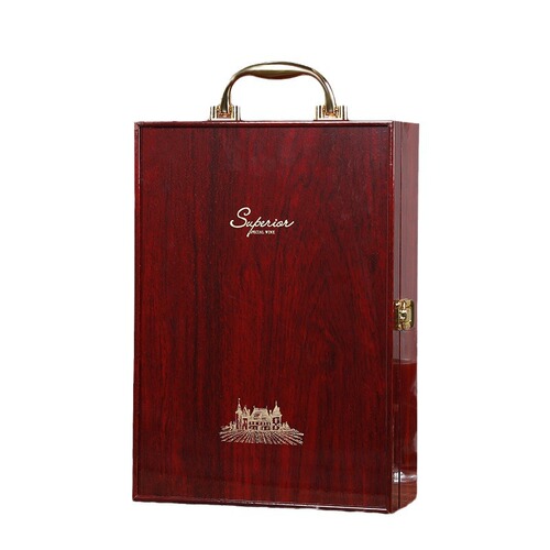Factory direct supply piano lacquer red wine box imitates red wood two pieces wine gift box red wine wooden box can add logo 