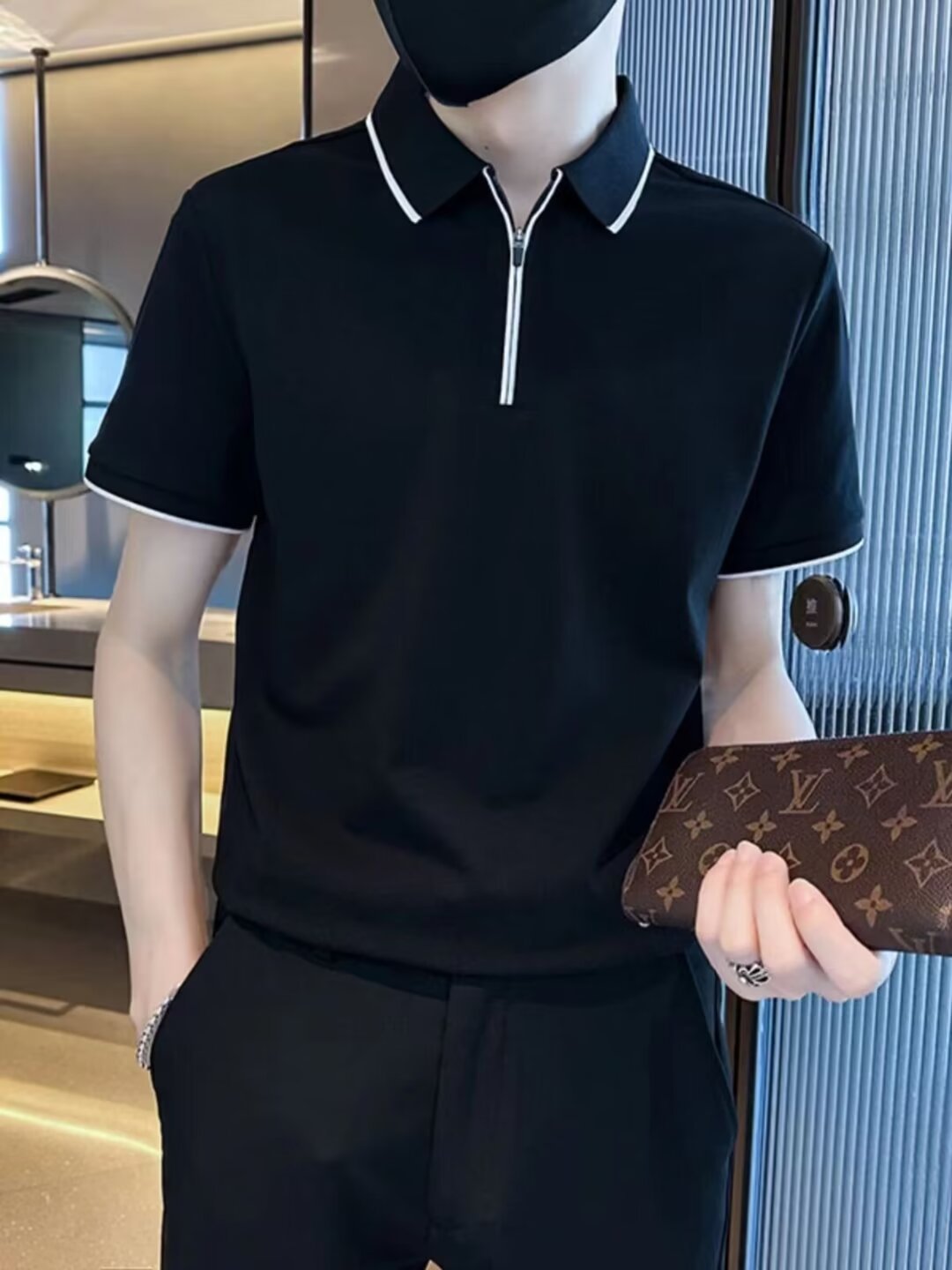 Verano nuevo hombre polo cuello adolescente camiseta de manga corta suelta estudiante casual camiseta de moda