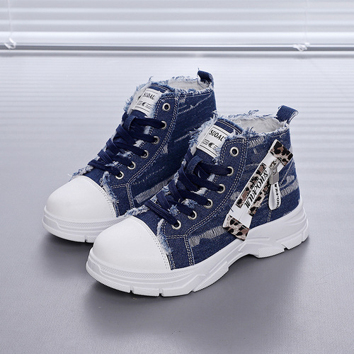 2025 Spring and Autumn New Thick Sole High Top Canvas Shoes Women's Versatile White Shoes Women's Casual Student Platform Shoes Trend Z006