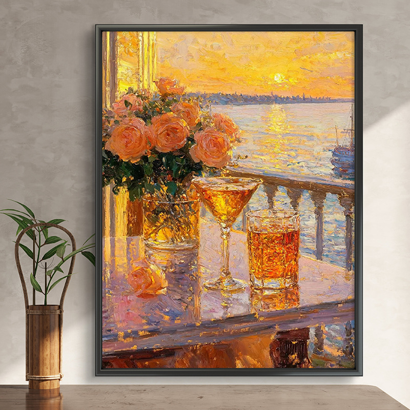 Pintura al óleo digital de estilo antiguo estilo arquitectónico de la dinastía Tang, relleno a mano, relleno de agujero, lámpara acrílica, sala de estar nueva