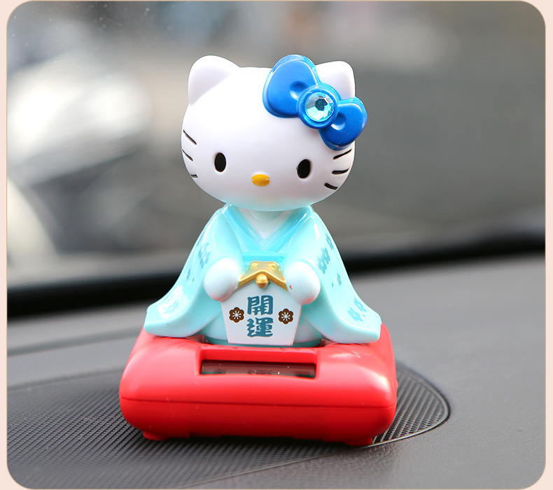 Hellokitty Car Decoration Ornaments Shaking Head Solar Car Toy Dashboard Ladies Car Interior Fashion