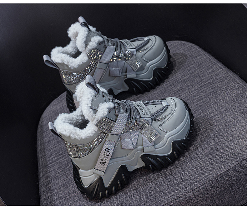 Giày sneaker nữ đế dày phong cách Hàn Quốc, lót lông cừu giữ ấm, tăng chiều cao — M2993 Trắng một lớp, M2993-1 plus nhung xám, M2993 plus trắng nhung, M2993-1 plus nâu nhung chi tiết 31