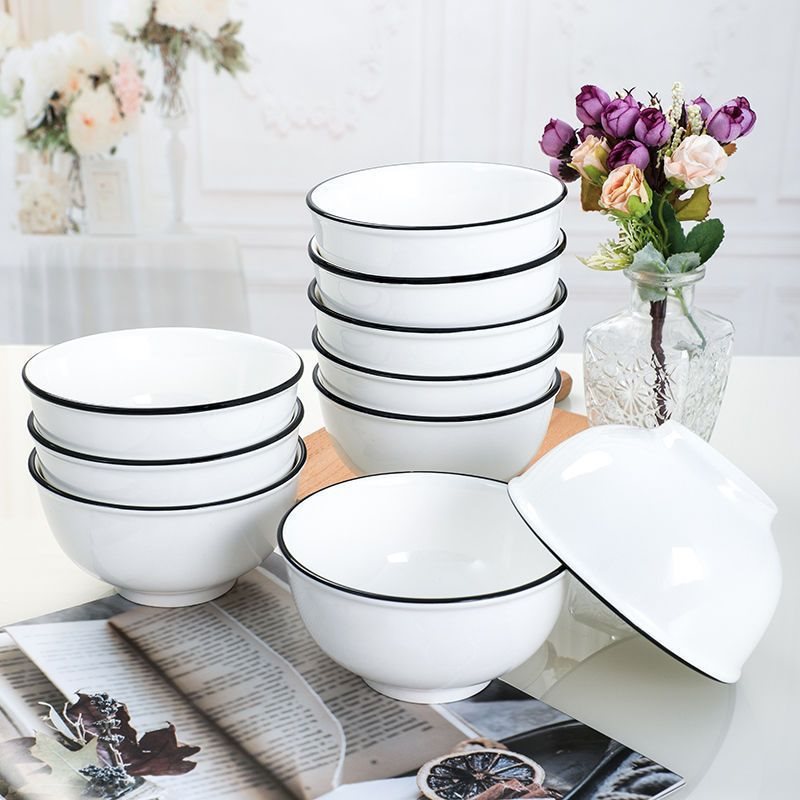 陶瓷吃米饭小碗4.5/5英寸4-10个装创意学生北欧可爱餐具家黄异议