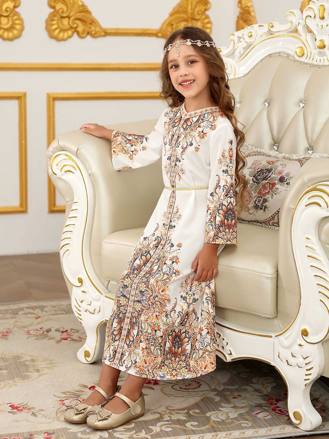 Transfronterizo Amazon vestido infantil nuevo vestido de impresión de chicas comercio exterior estilo nacional ropa infantil vestido simple image 4