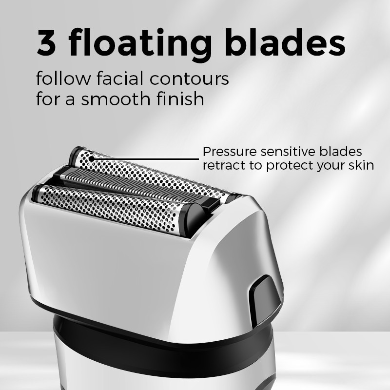 IPX7 waterproof reciprocating razor intelligent digital display electric razor 3 pieces floating aluminum foil mesh_voghion.com