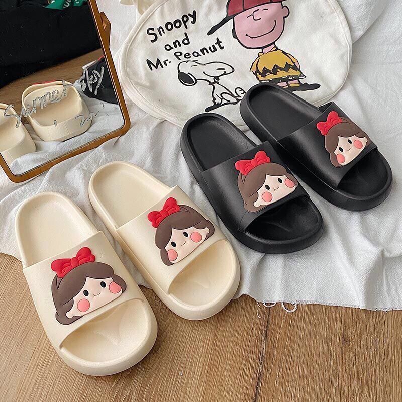 Women's Summer Korean Style Cute Cartoon Indoor and Outdoor Wear Non-Slip Bathroom Bathing Shit-Feeling Thick-Soled Sandal Slippers