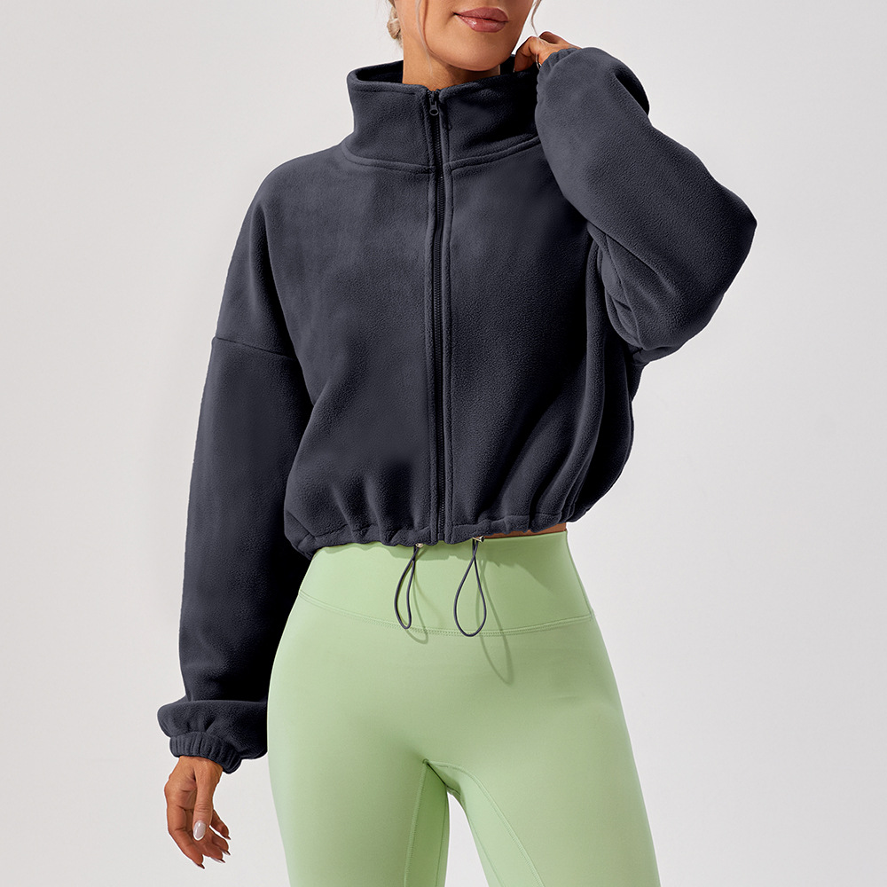 Personalizada invierno collar suelto y cachemira calentamiento correr abrigo corto ocio chaqueta deportiva de cordero al aire libre chaqueta deportiva mujer