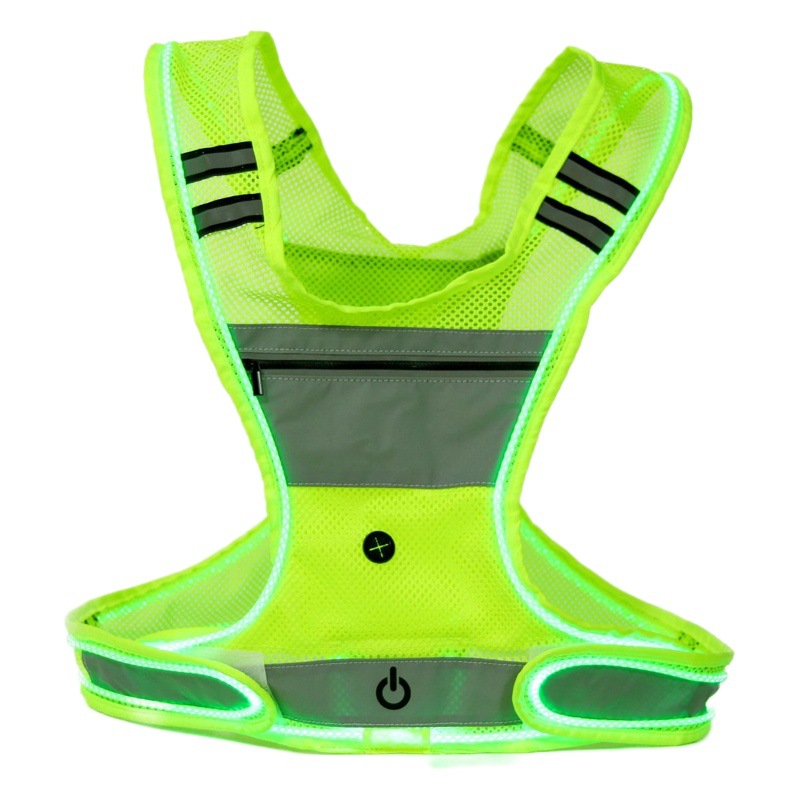 USB recargable LED de malla luminosa chaleco reflectante deportes al aire Libre Flash de advertencia Chaleco de equitación