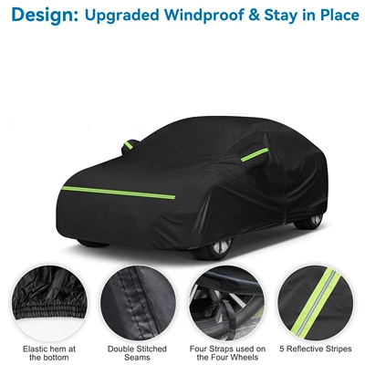 190t Oxford Cloth Car Protective Cover Waterproof, Sunproof, Rainproof and Uv Protection Car Cover Outdoor Car Cover Cross-Border