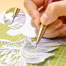 手账笔刀笔式手工刻刀裁纸刀复古小刀头美工刀两用古风黄铜中性笔