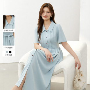 Slim Show plus size Women's Clothing Light Mature Temperament Elegant Elegant POLO Collar Waist Slimming dress chubby girl Summer New