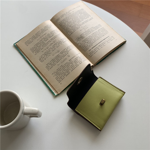 Korean version ins simple card holder coin purse small bag multi-compartment lock card holder texture mini storage bag