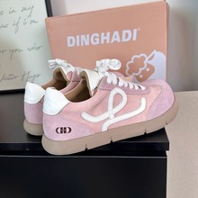 2025年新款真皮丑萌厚底复古德训鞋女休闲运动鞋单鞋阿甘鞋小白鞋