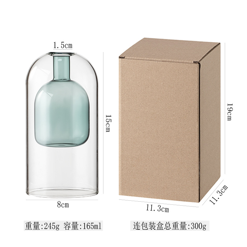 Botella de aromaterapia de vidrio de doble capa simple de estilo europeo hogar sala de estar dormitorio volátil ratán decoración floral botella vacía
