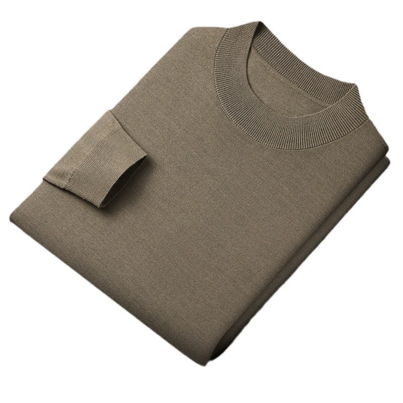 Woolen autumn T-shirt, men's fashionable long-sleeve, sweater, high collar