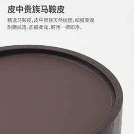 SMEFS27意式极简实木床头柜胡桃色卧室边柜简约床边储物柜40CM圆