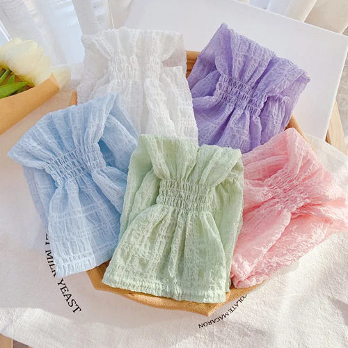 Summer Outdoor Driving Ice Silk Sleeve Covers Korean Versatile Sun Protection Solid Color Bubble Sleeve Gloves UV Protection Ice Sleeves