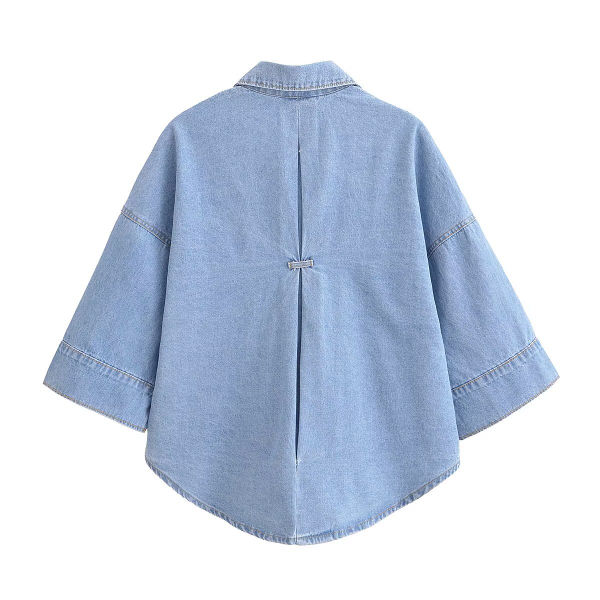 Women's Casual Denim Shirt And Pants Set Wide Sleeve Top with Relaxed Fit Jeans Korean Inspired Outfit for Spring_ecoleips.com