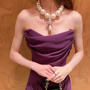 Star Exaggerated Large Pearl Necklace Pearl Water Drop Pendant Giant Pearl Stereo Necklace Clavicle Chain Women's Batch