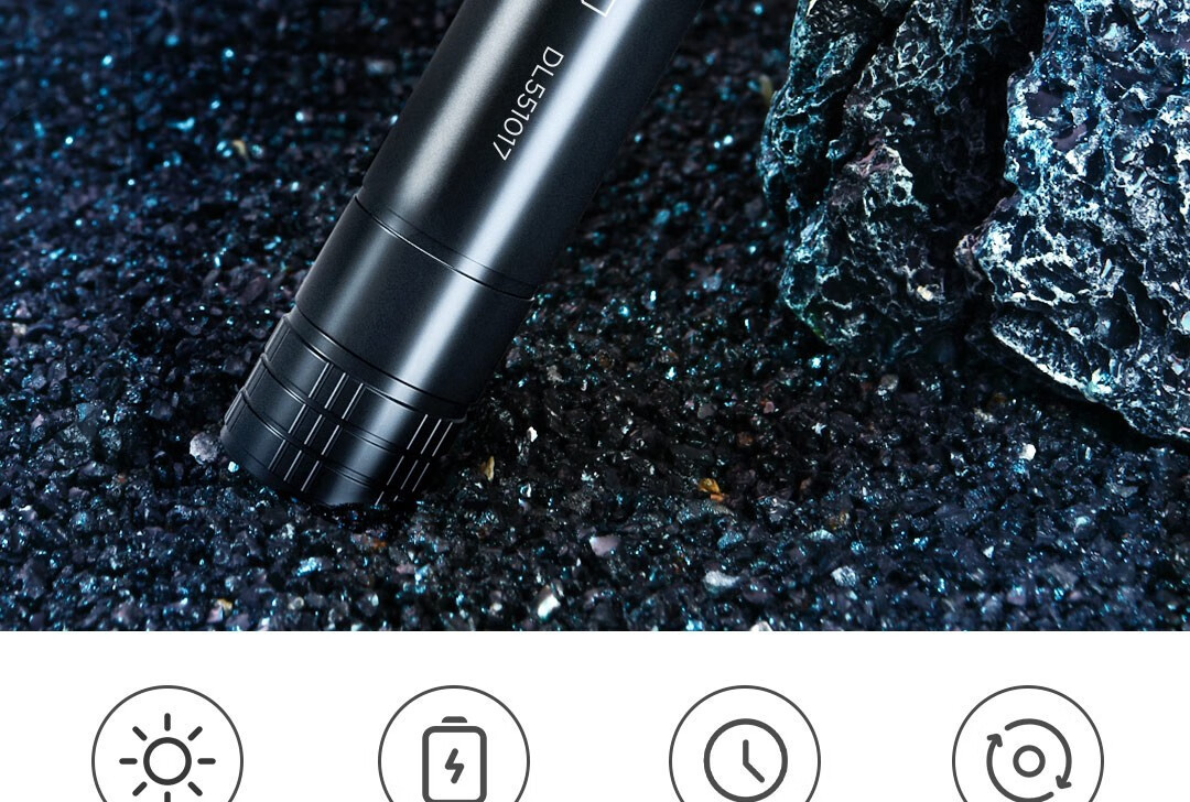 Deli Flashlight Strong Light Flashlight Type-C Rechargeable Light Portable Outdoor Lighting Emergency Light with Window-Breaking Hammer